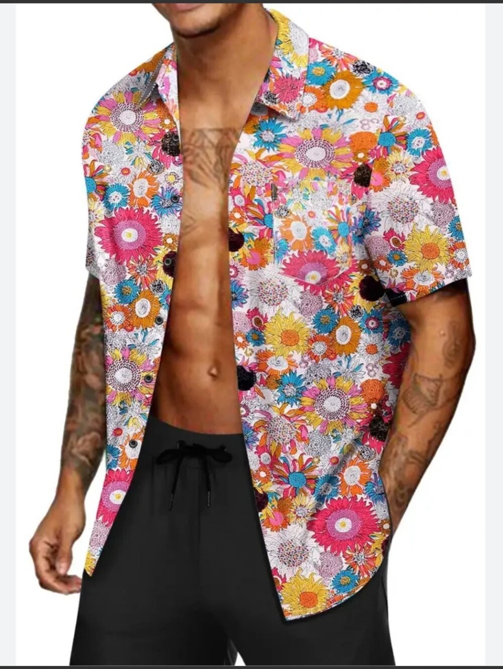 #309.NWT Coofandy Men's Hawaiian Tropical Retro Floral Short Sleeve Shirt